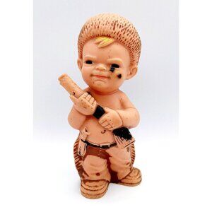 Vintage 1950s Spunky Baby Davy Crockett Rubber Squeak Kids Toys 7.5"